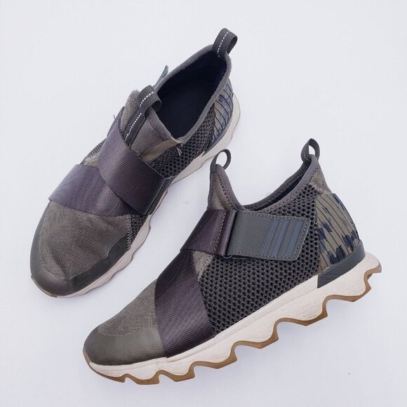 Sorel Kinetic Impact Olive Green Camo Sneakers Hook Loop Womens  Size 8 - Picture 1 of 11